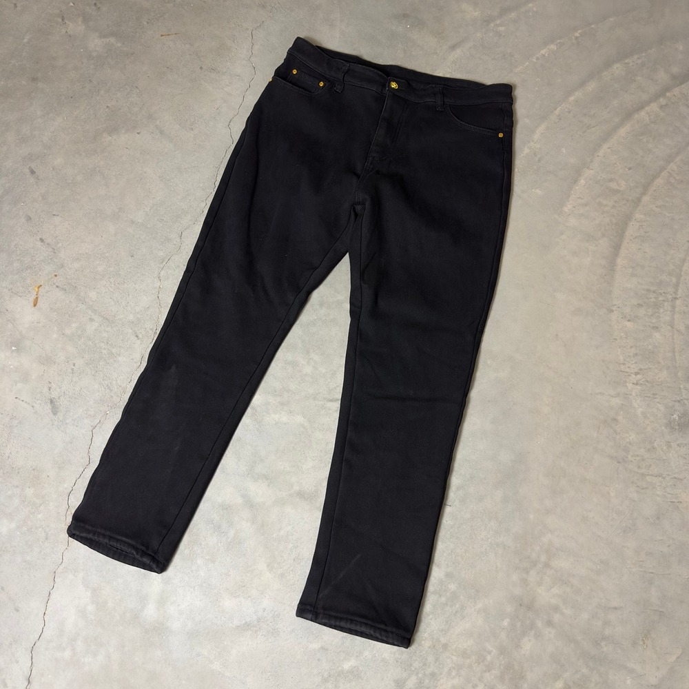 Unbranded Denim Pants Mens 36 Black Baggy Straight Leg Triangle Logo